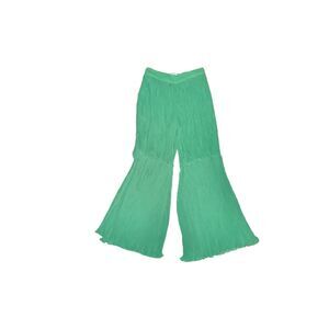 Verandah Pleated Palazzo Pants Women's M Emerald Green Mid Rise Side Zip Pockets